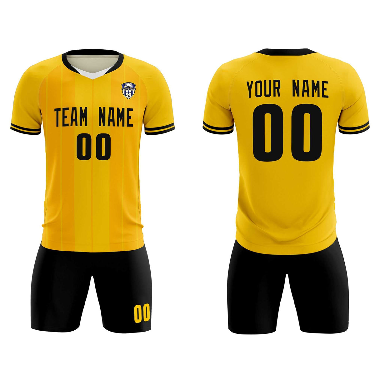 Custom Gold Classic Striped Personalized Football Kit Jersey