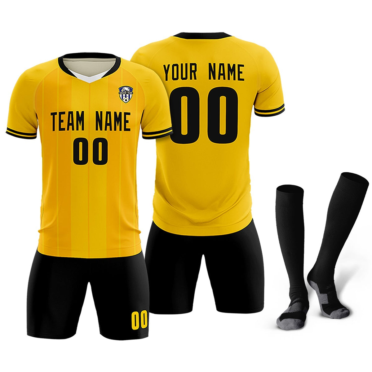 Custom Gold Classic Striped Personalized Football Kit Jersey