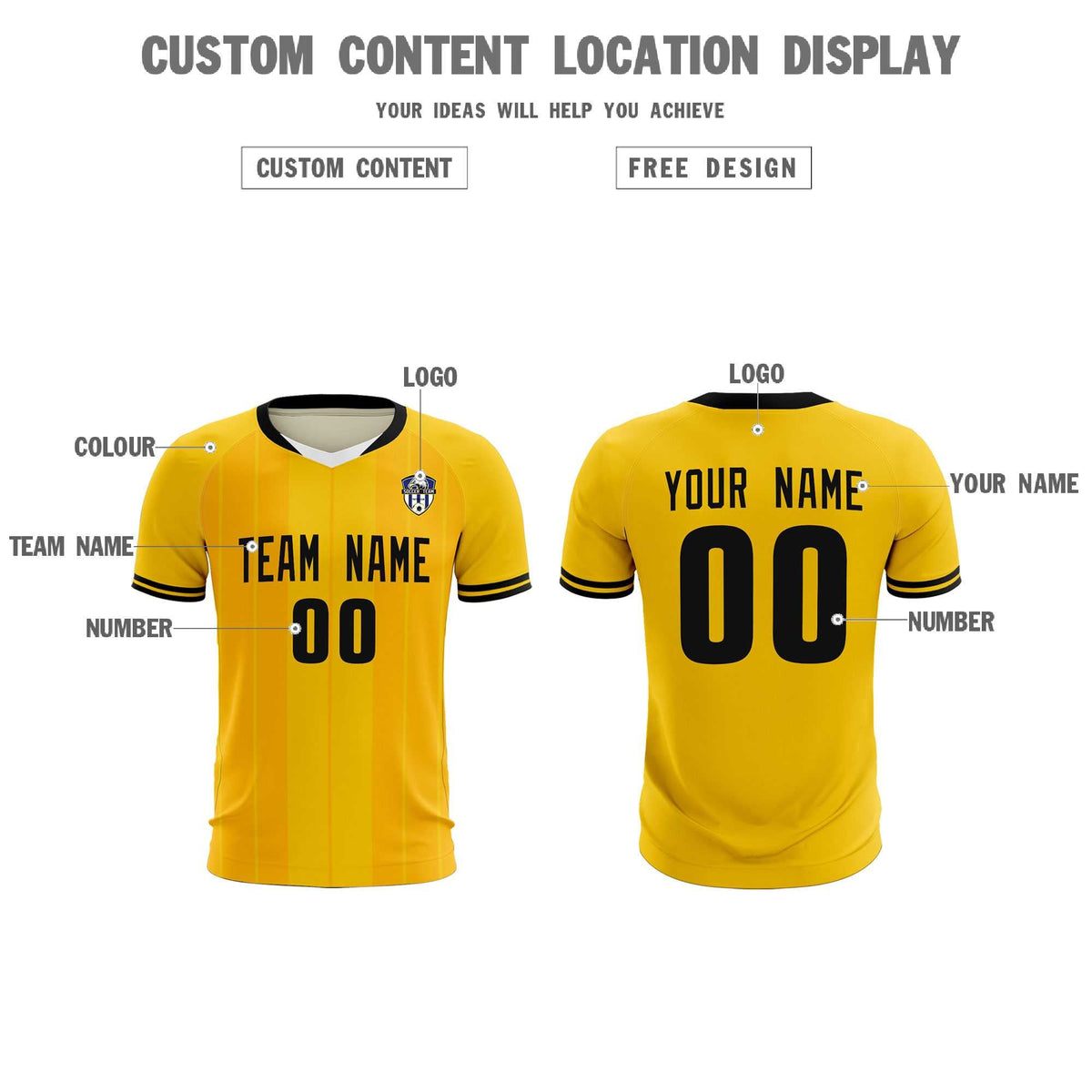 Custom Gold Classic Striped Personalized Football Kit Jersey