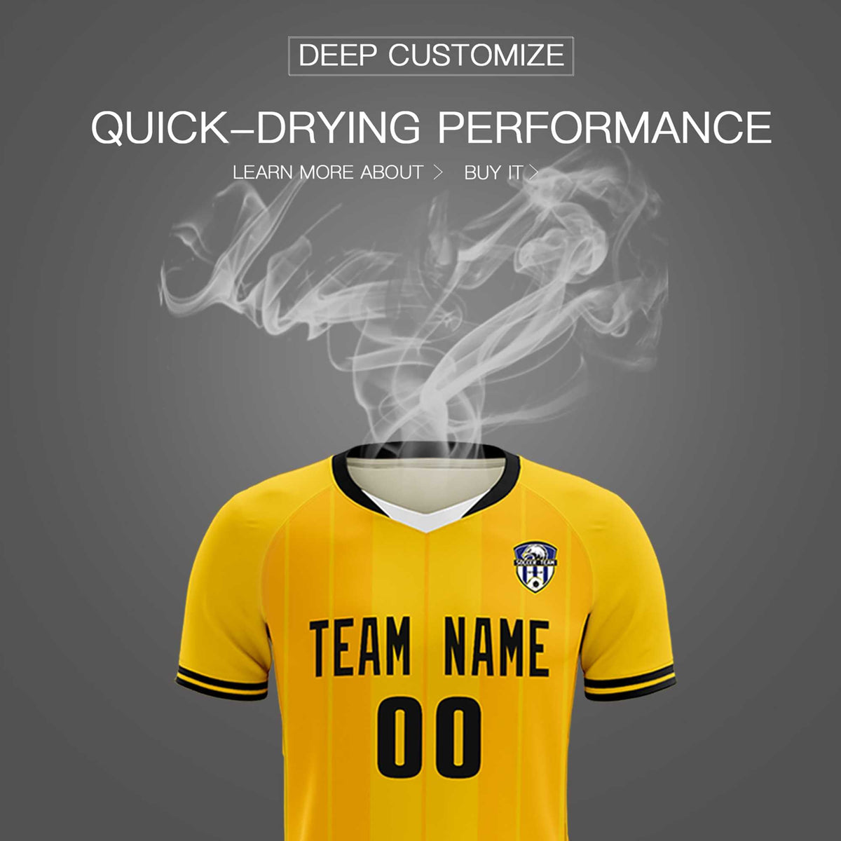 Custom Gold Classic Striped Personalized Soccer Tops/Sets Jersey