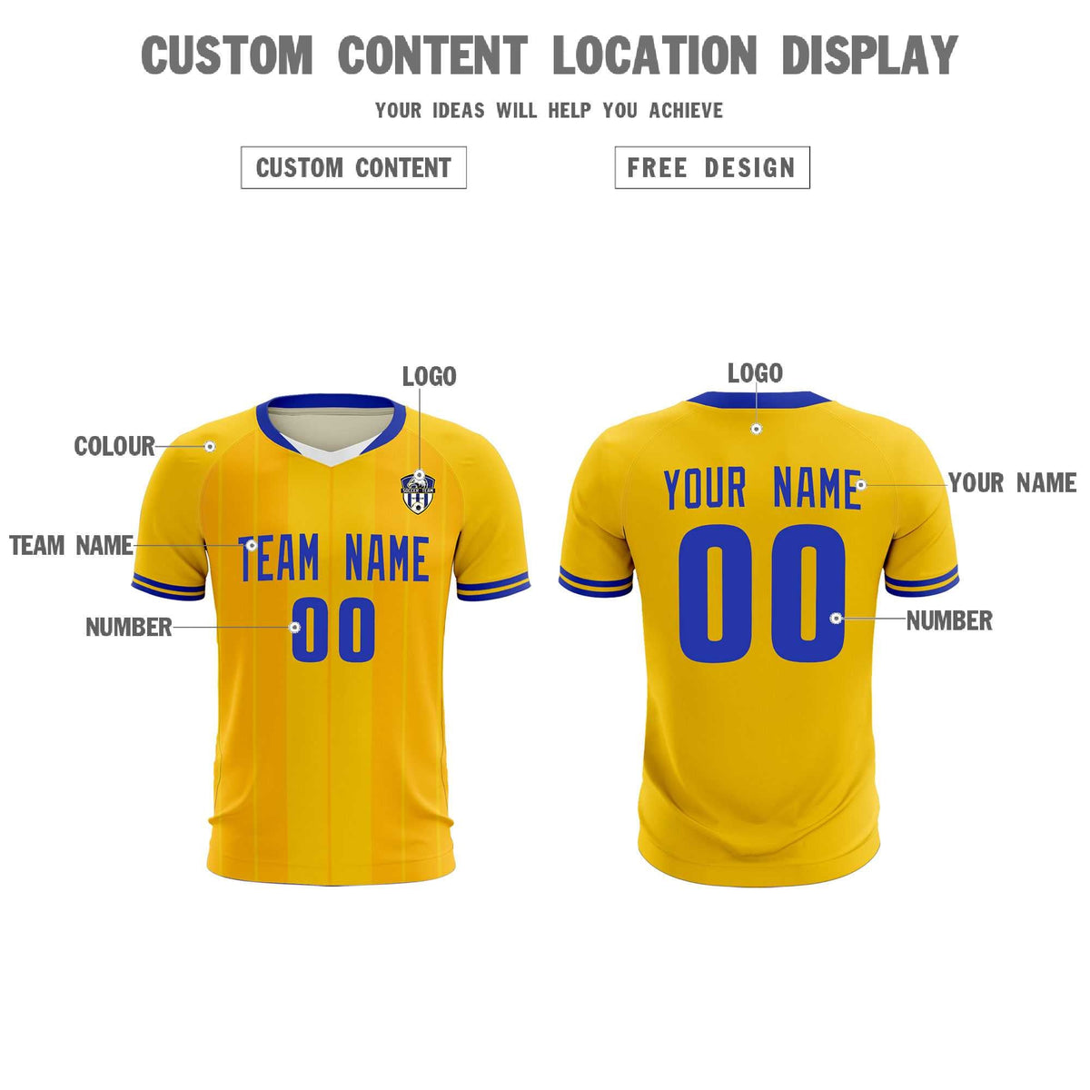 Custom Gold Classic Striped Personalized Football Kit Jersey