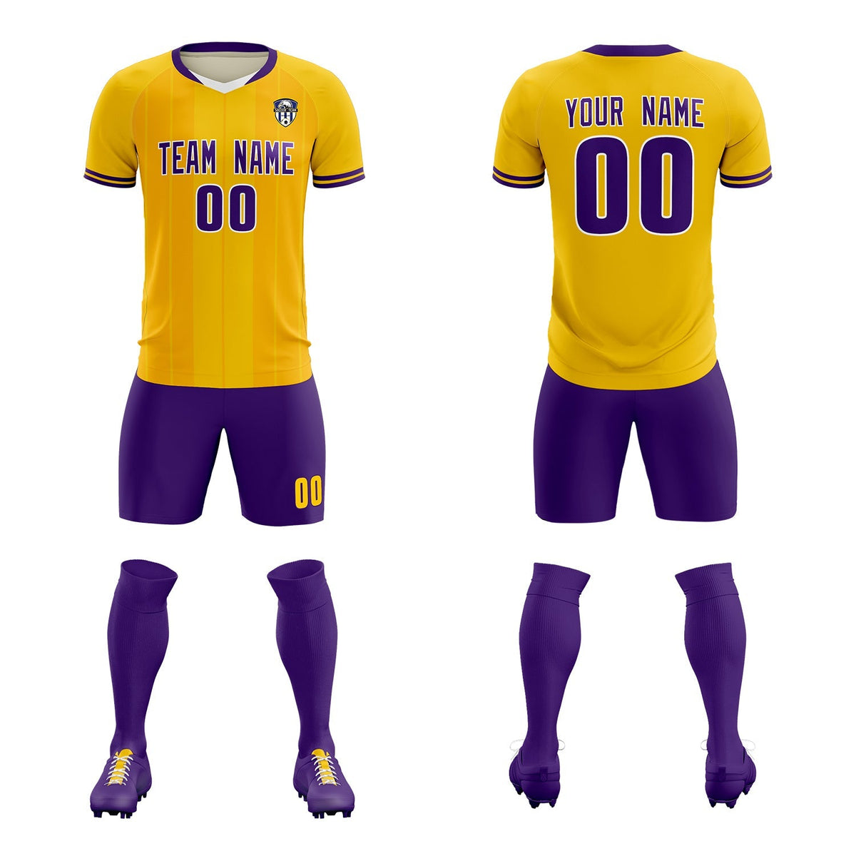 Custom Gold Classic Striped Personalized Football Kit Jersey