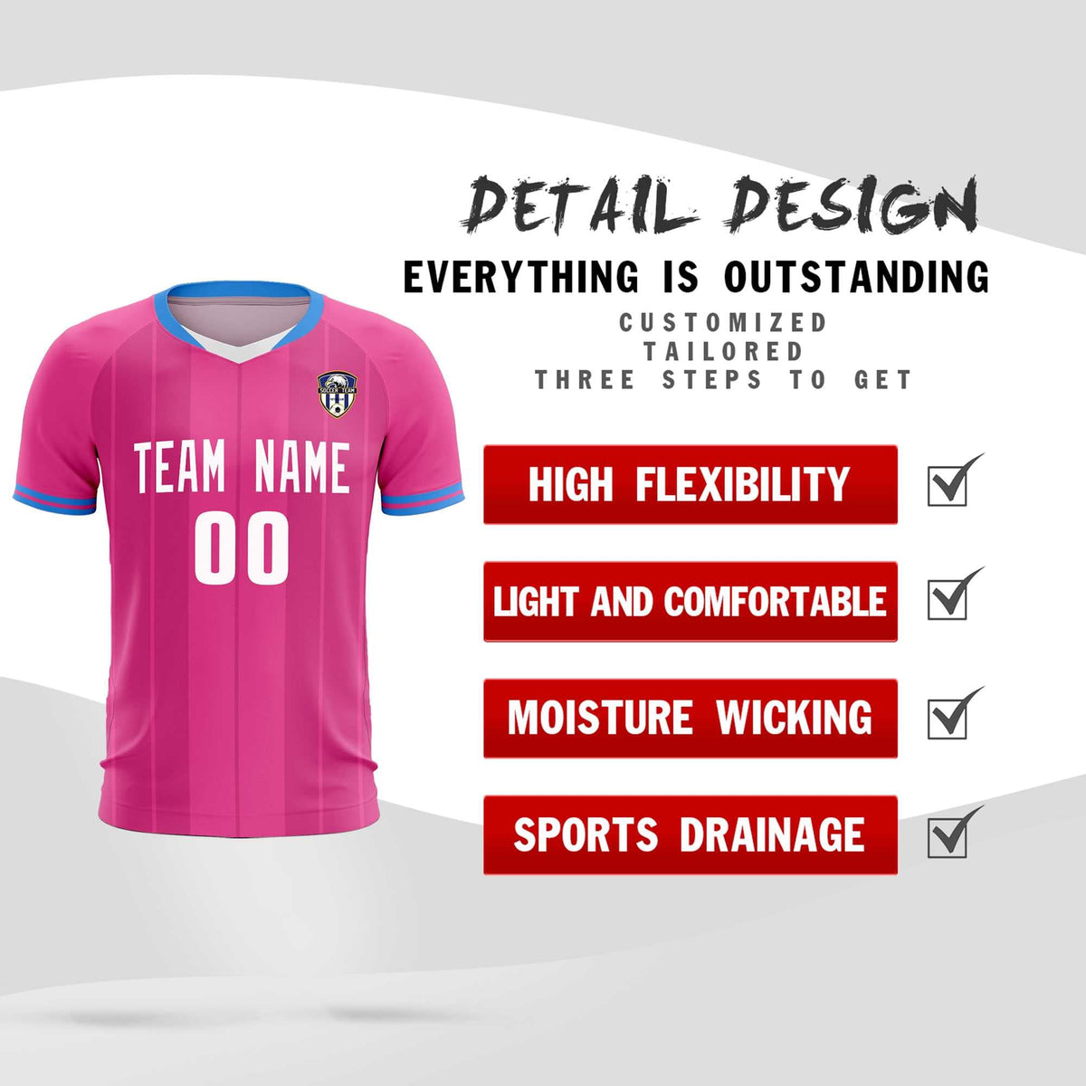Custom Pink Classic Striped Personalized Football Kit Jersey