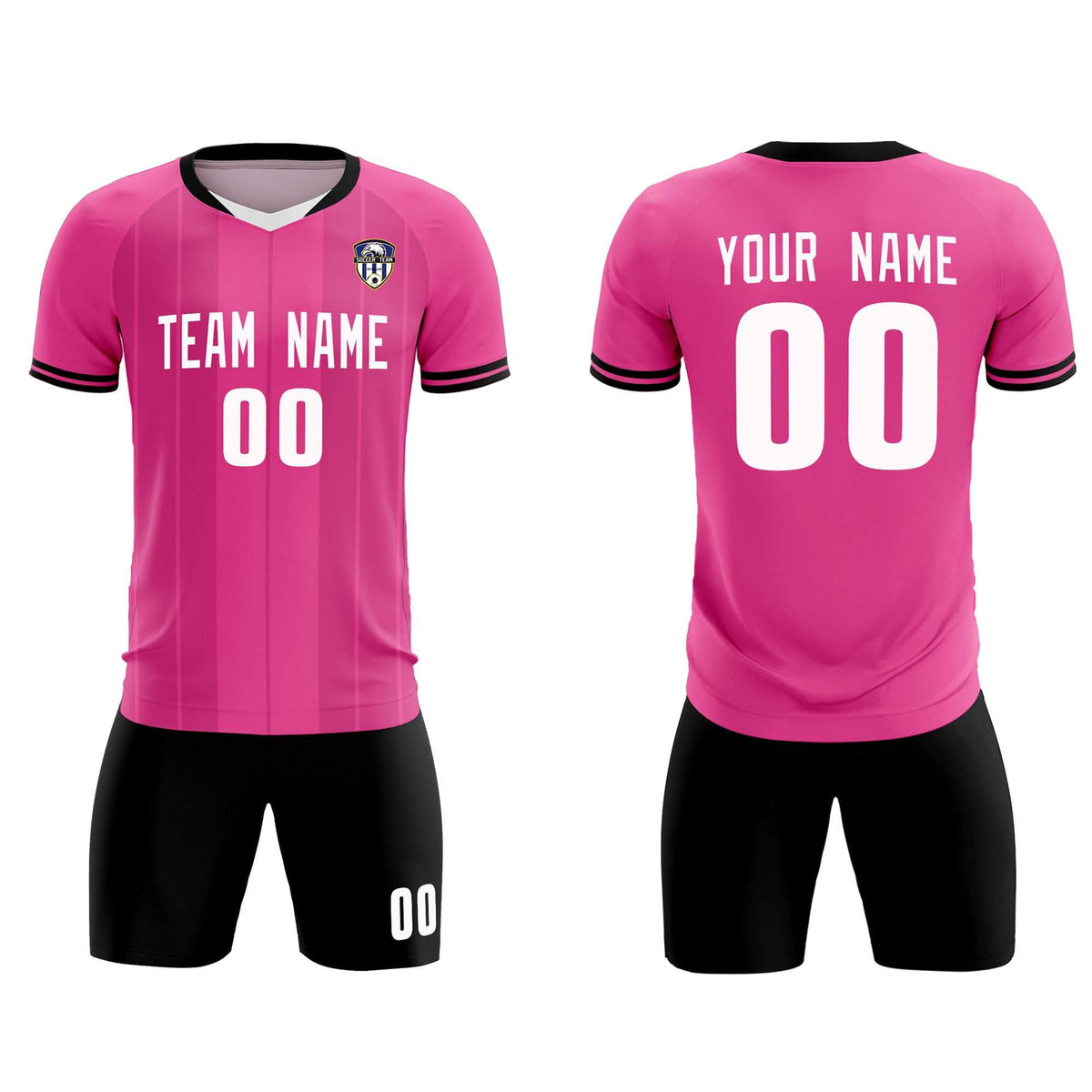 Custom Pink Classic Striped Personalized Football Kit Jersey
