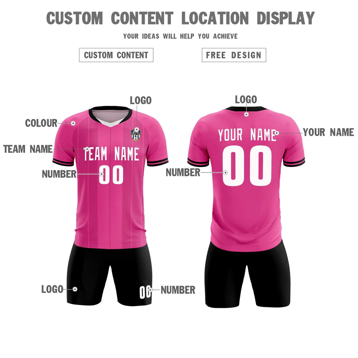 Custom Pink Classic Striped Personalized Football Kit Jersey