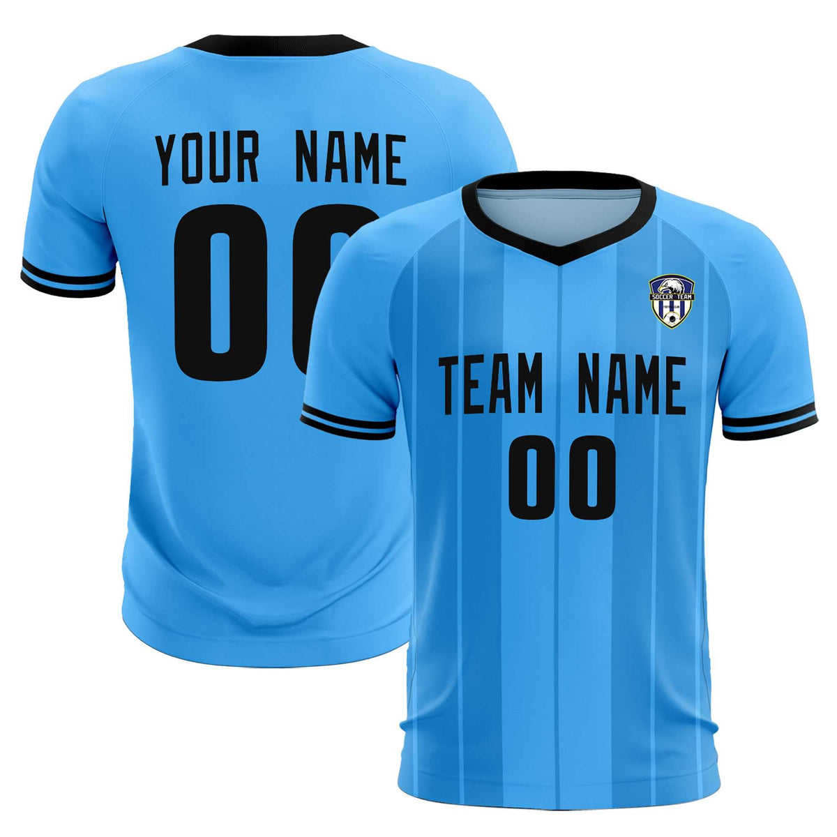 Custom Powder Blue Classic Striped Personalized Football Kit Jersey