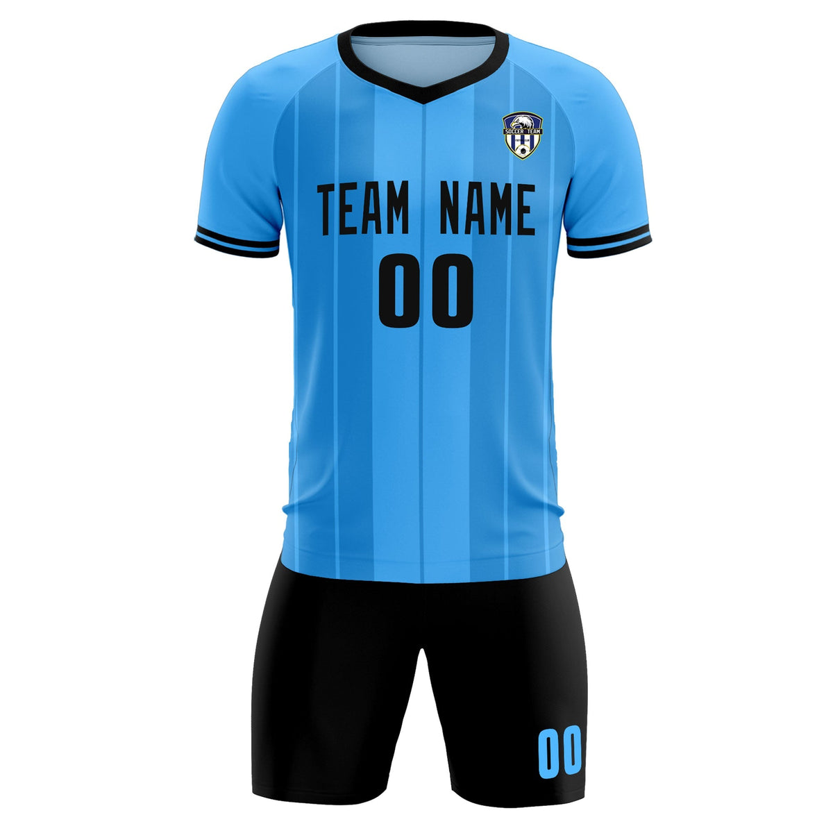 Custom Powder Blue Classic Striped Personalized Football Kit Jersey