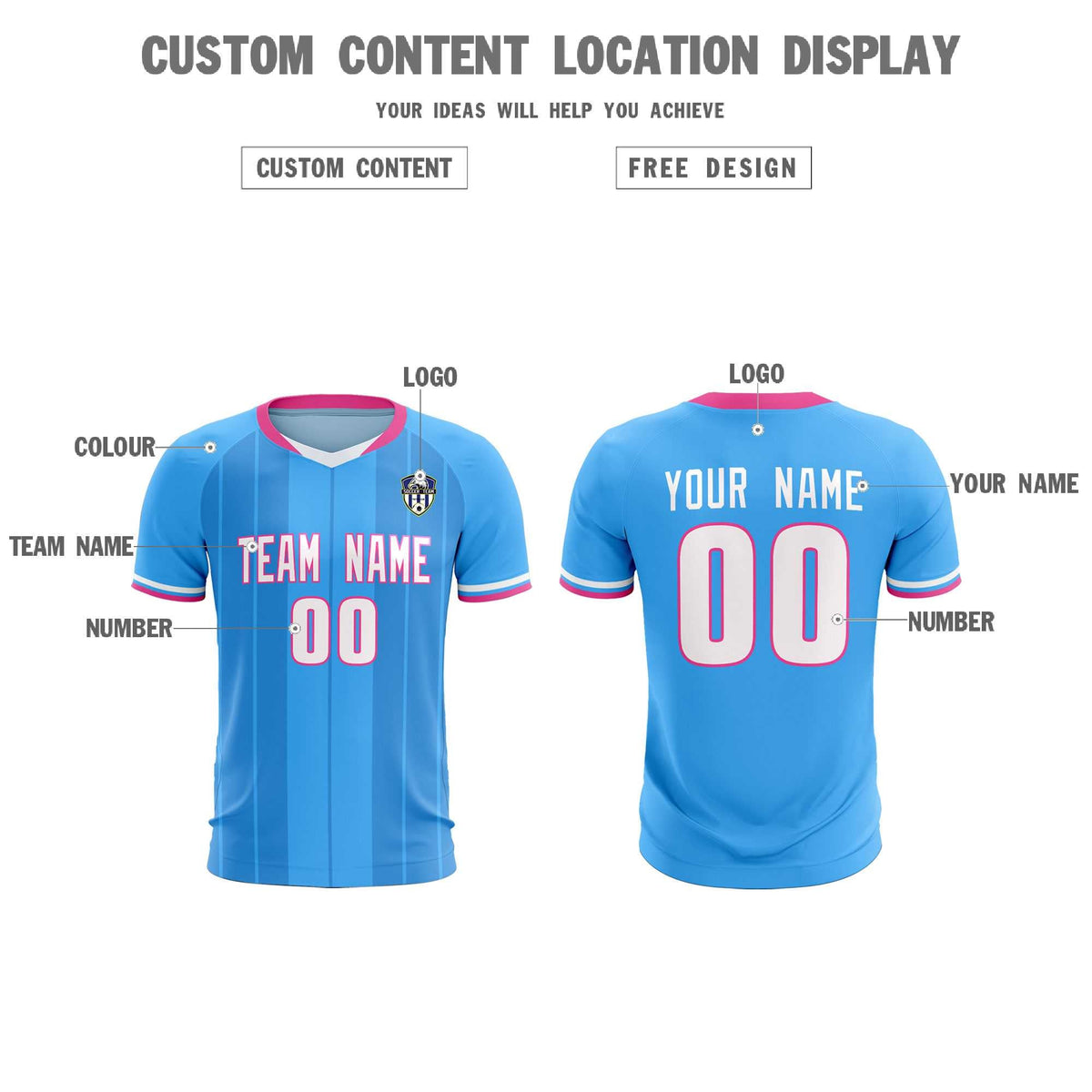 Custom Powder Blue Classic Striped Personalized Soccer Tops/Sets Jersey