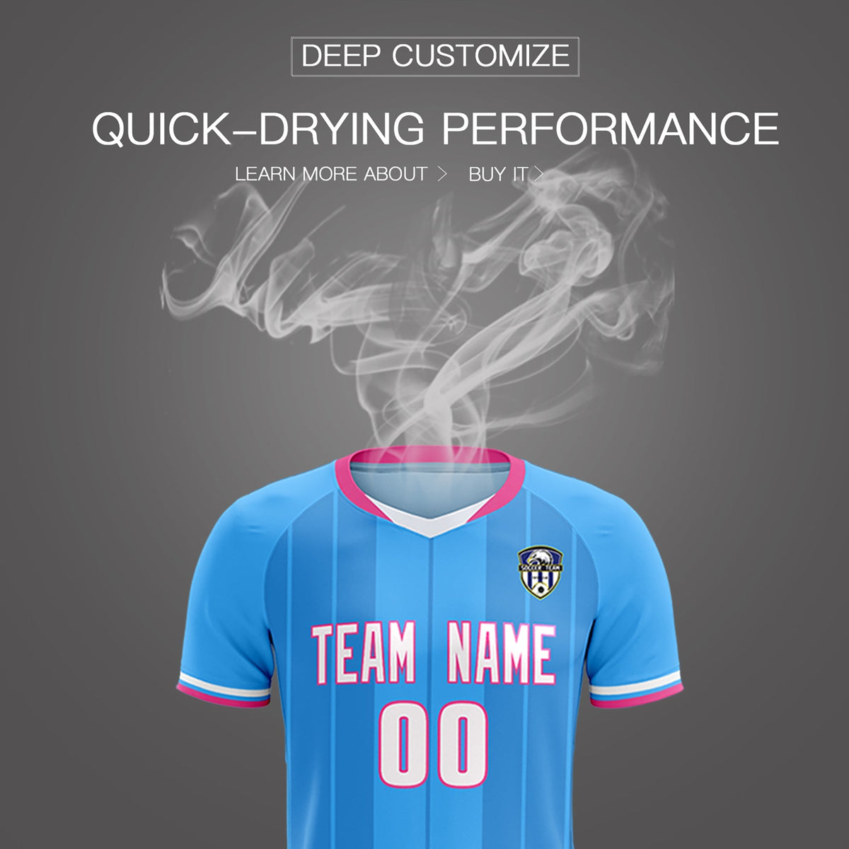 Custom Powder Blue Classic Striped Personalized Soccer Kit Jersey