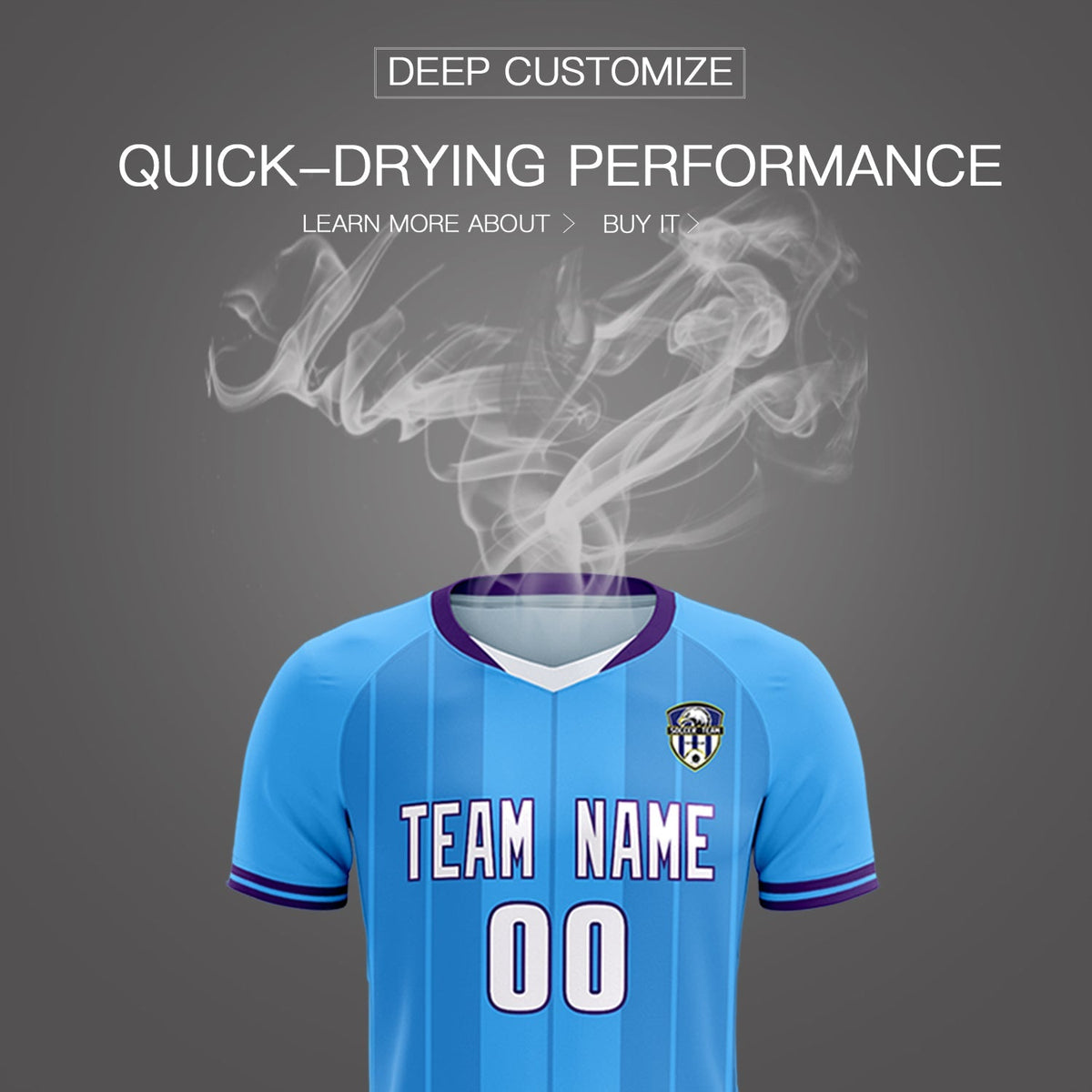 Custom Powder Blue Classic Striped Personalized Soccer Kit Jersey