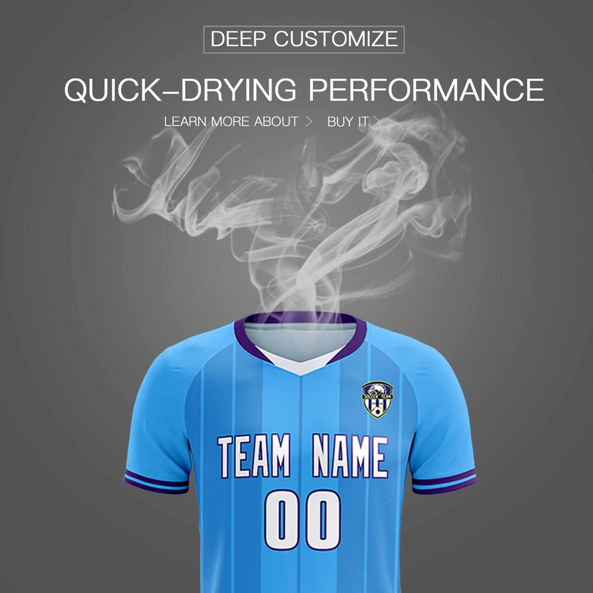 Custom Powder Blue Classic Striped Personalized Soccer Kit Jersey