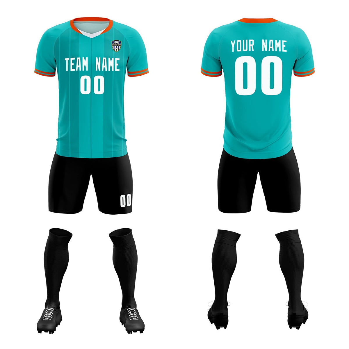 Custom Green Classic Striped Personalized Soccer Kit Jersey