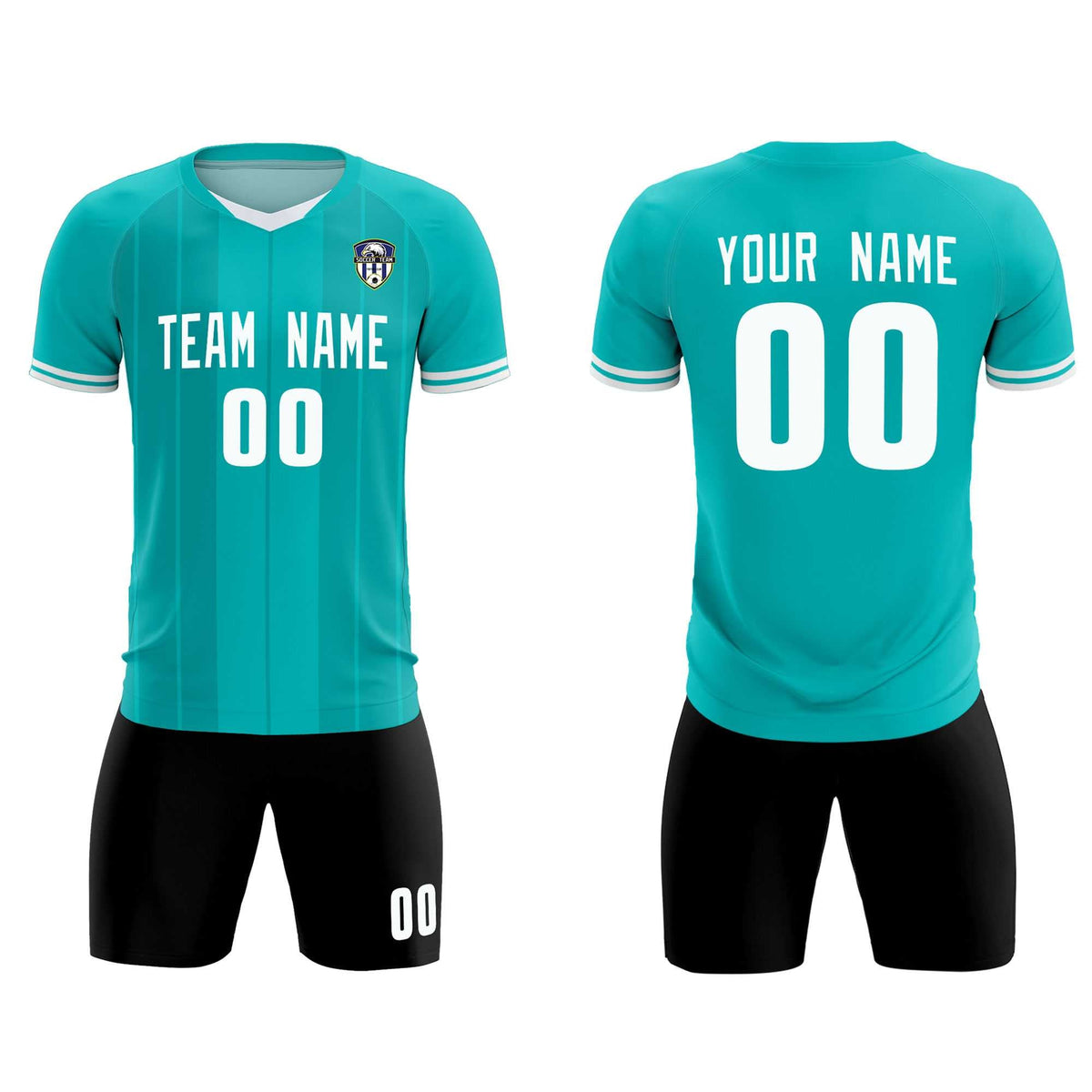 Custom Green Classic Striped Personalized Soccer Kit Jersey