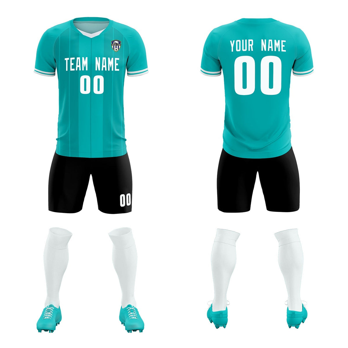 Custom Green Classic Striped Personalized Soccer Kit Jersey