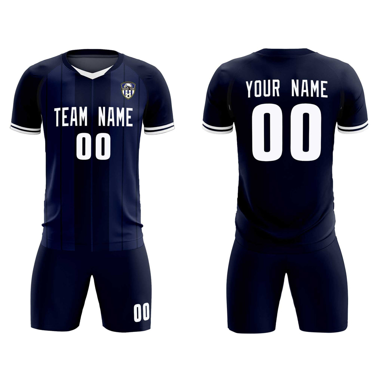 Custom Navy Classic Striped Personalized Soccer Kit Jersey