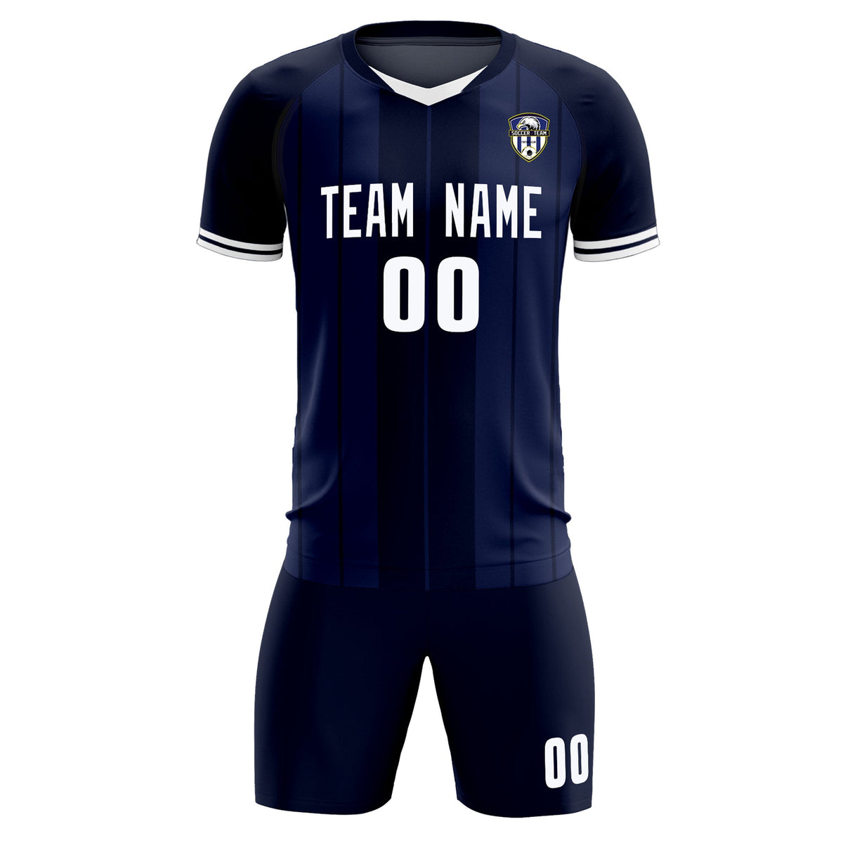 Custom Navy Classic Striped Personalized Soccer Kit Jersey