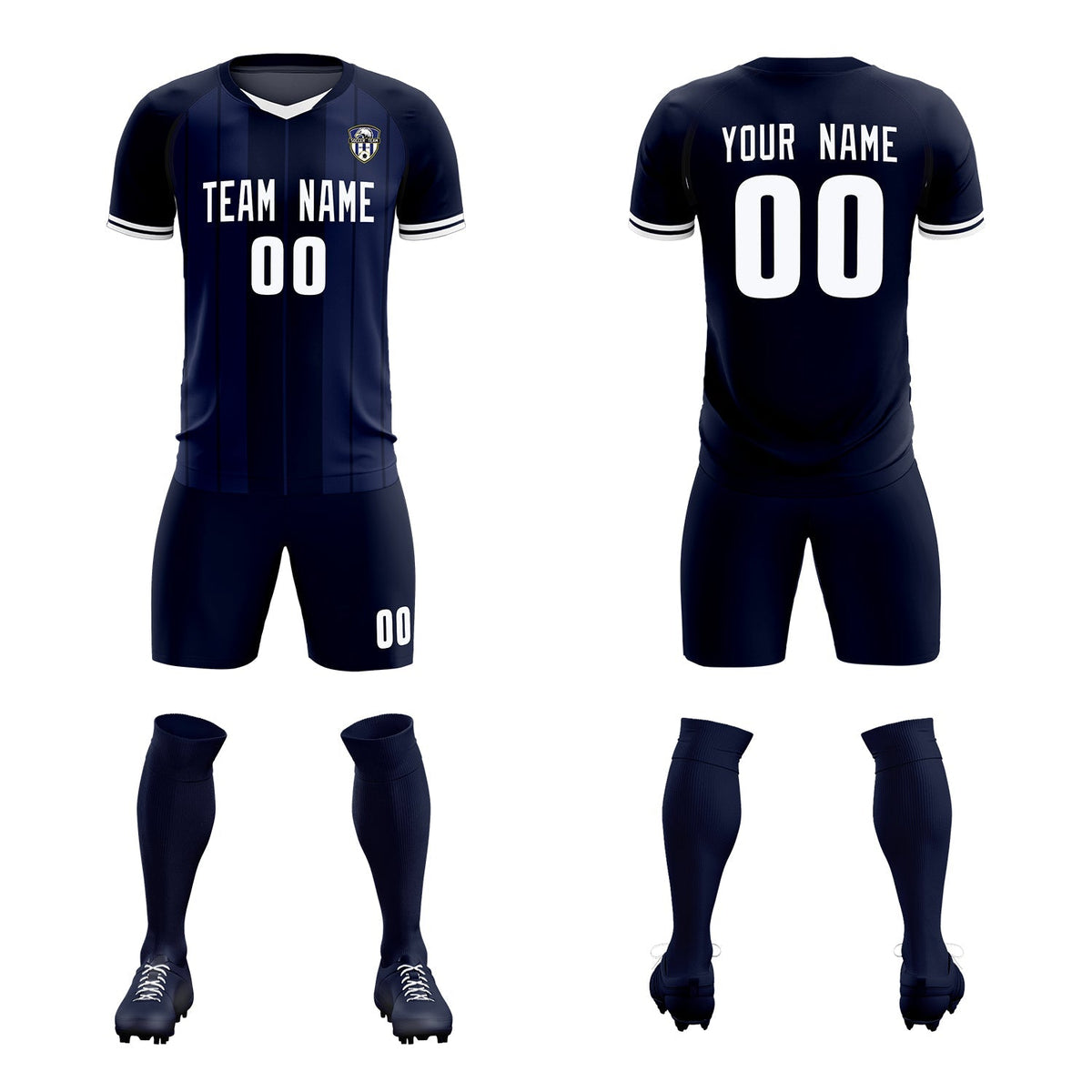 Custom Navy Classic Striped Personalized Soccer Tops/Sets Jersey