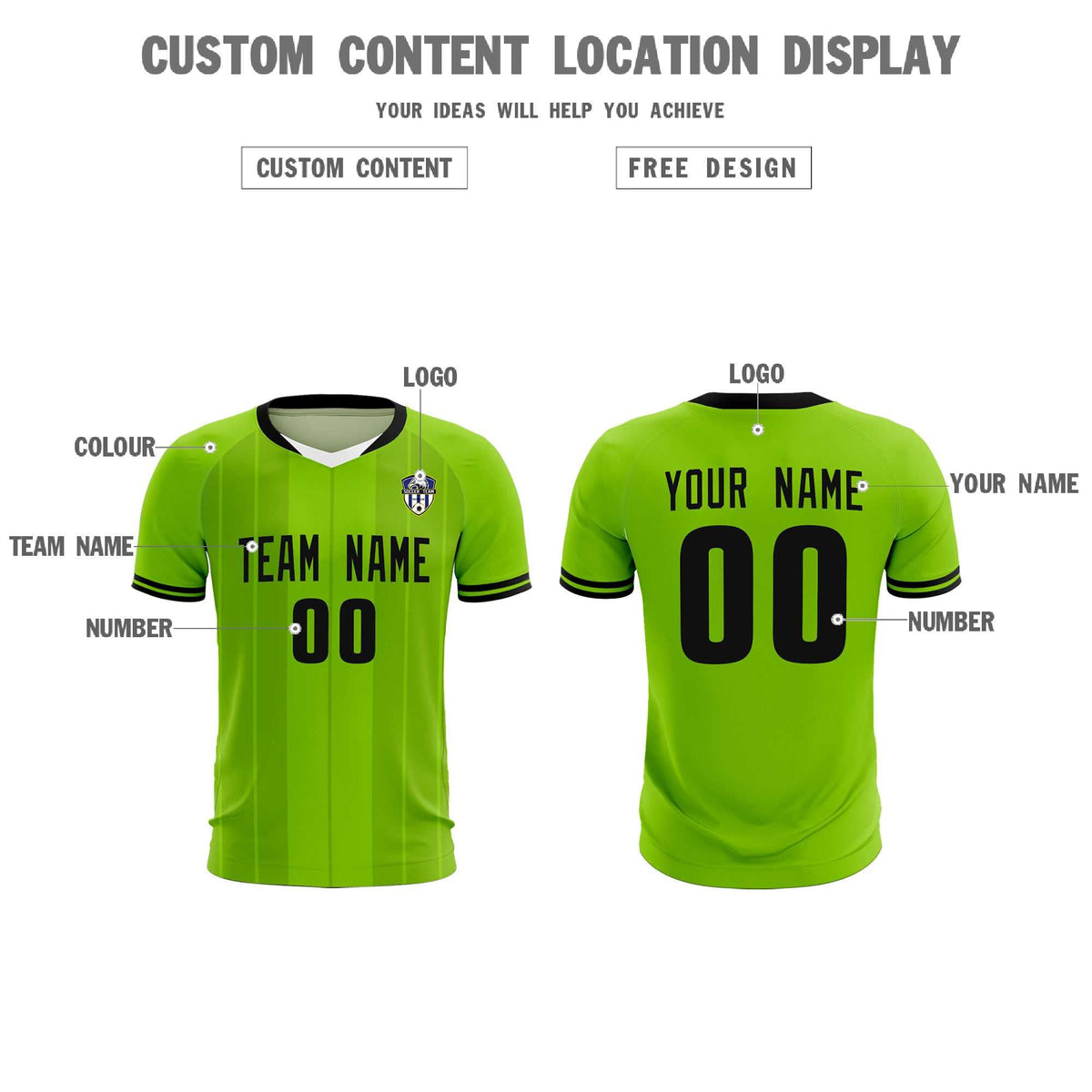 Custom Neon Green Classic Striped Personalized Soccer Tops/Sets Jersey
