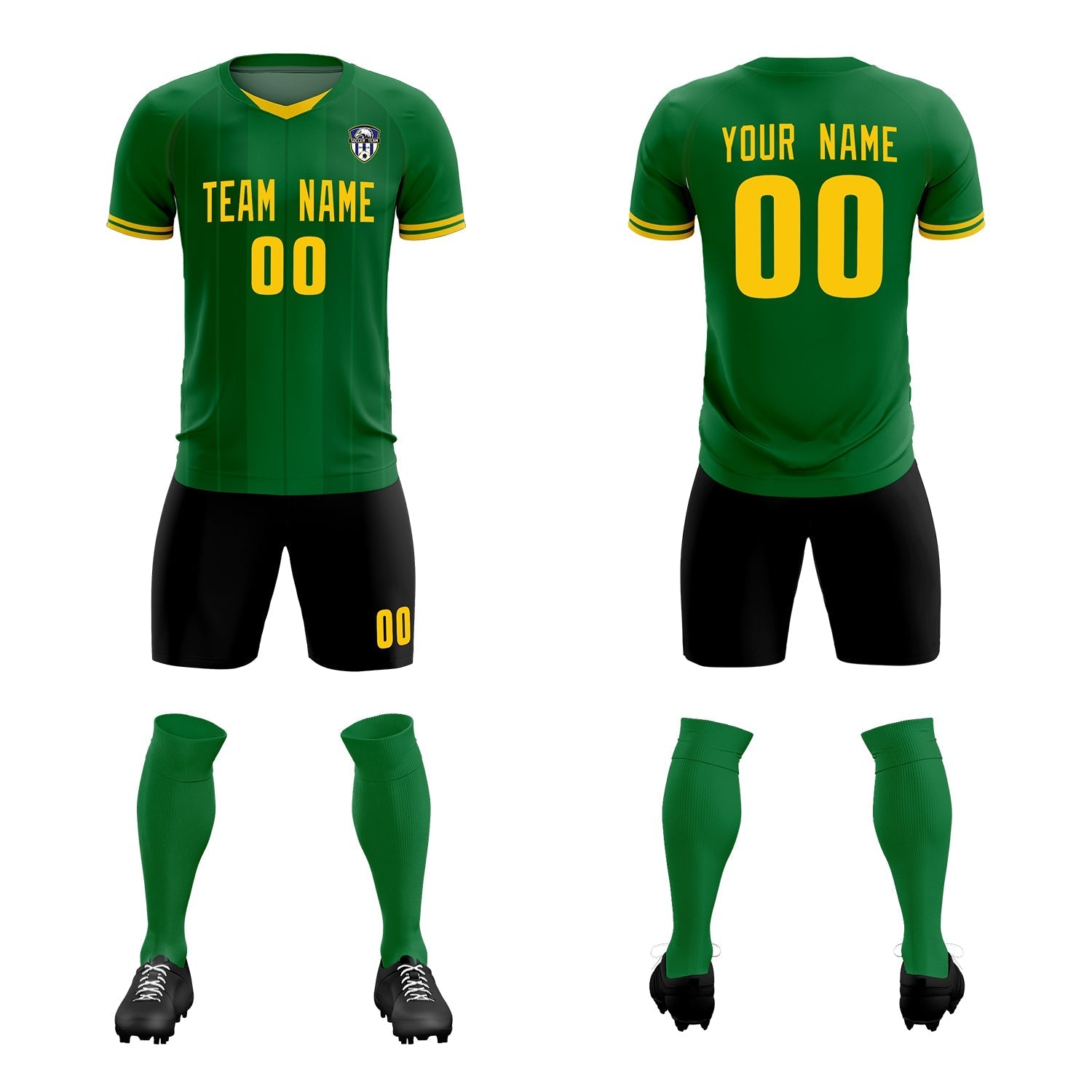 Custom Kelly Green Classic Striped Personalized Soccer Tops/Sets Jersey