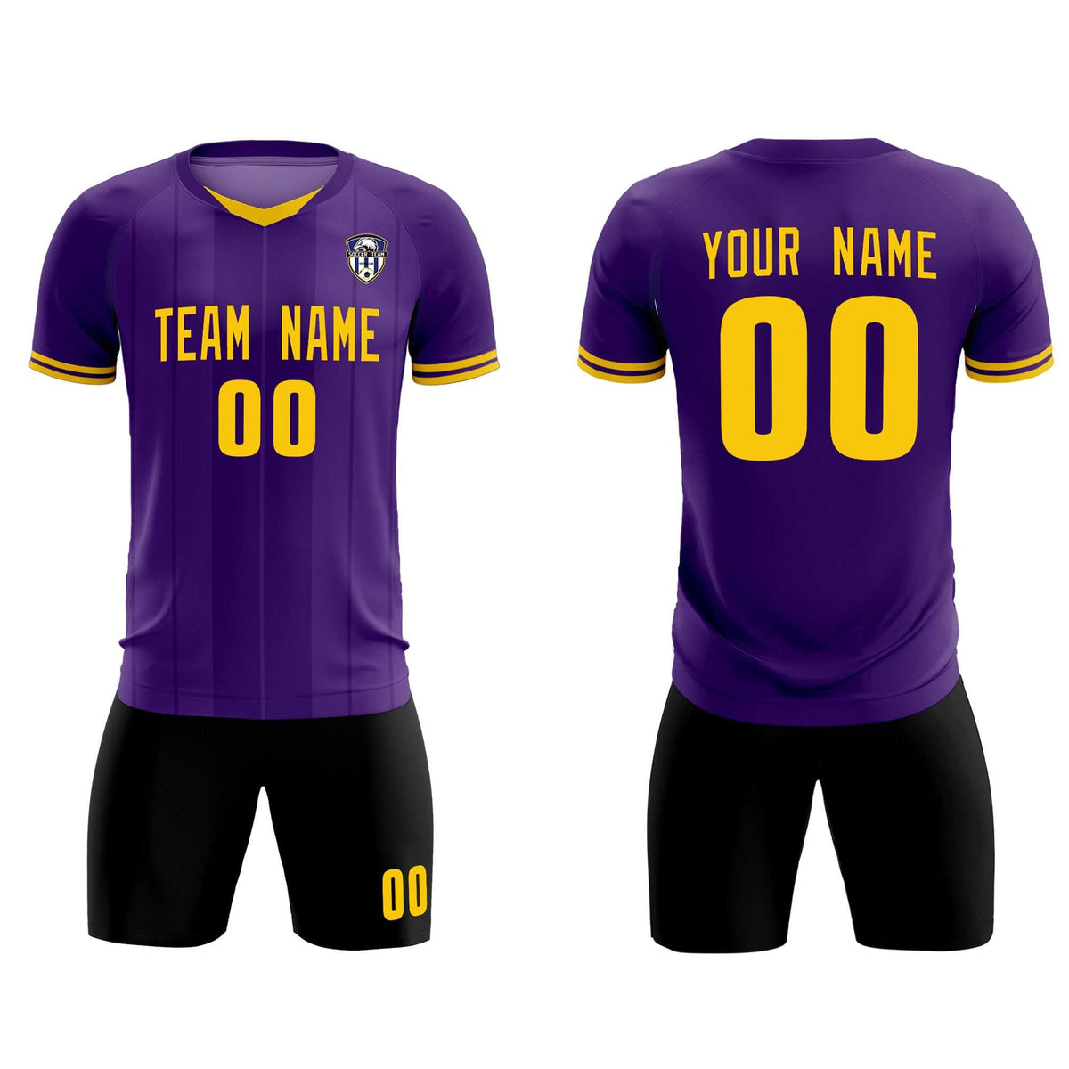 Custom Purple Classic Striped Personalized Soccer Tops/Sets Jersey