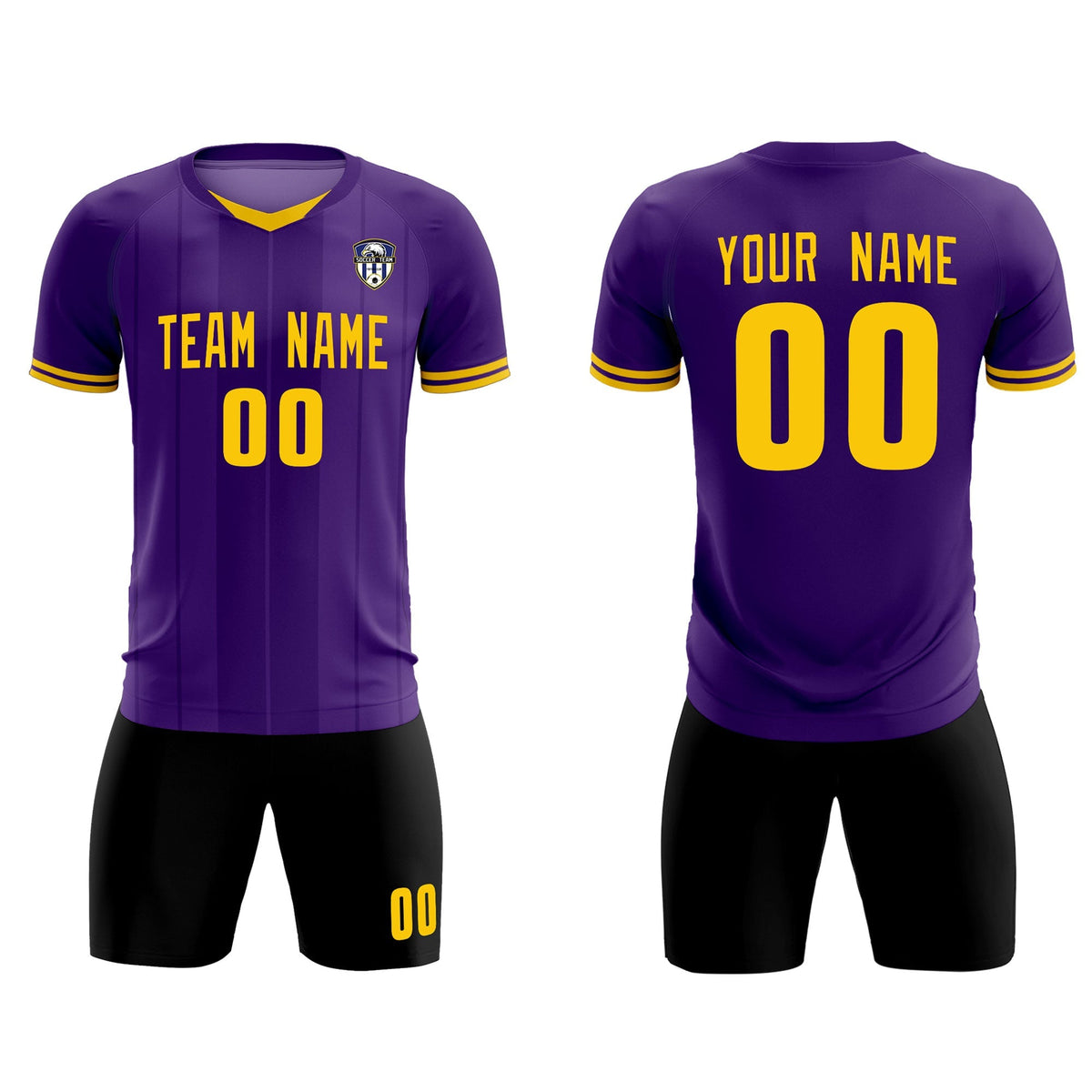 Custom Purple Classic Striped Personalized Soccer Kit Jersey