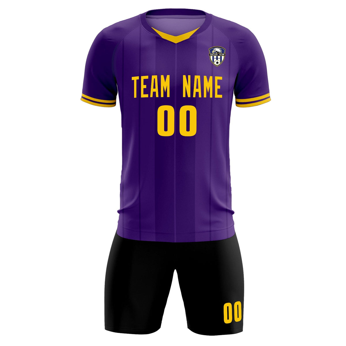 Custom Purple Classic Striped Personalized Soccer Kit Jersey