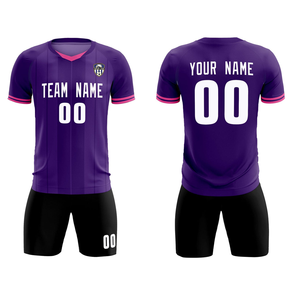 Custom Purple Classic Striped Personalized Soccer Kit Jersey