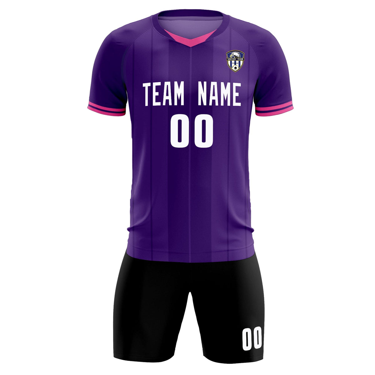 Custom Purple Classic Striped Personalized Soccer Kit Jersey