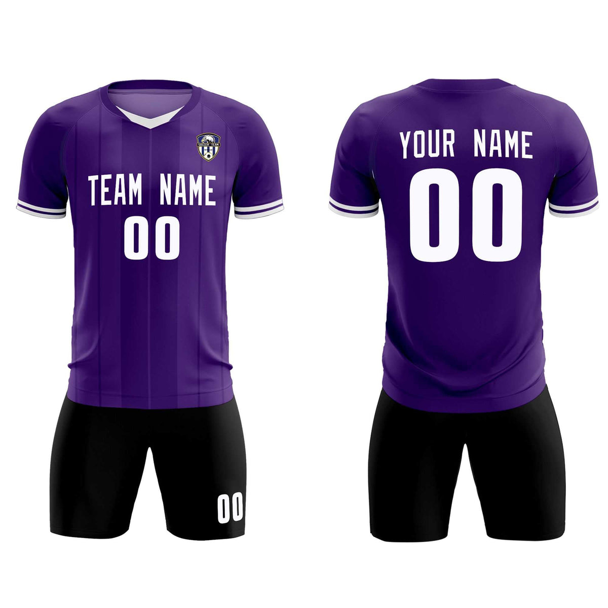 Custom Purple Classic Striped Personalized Soccer Kit Jersey