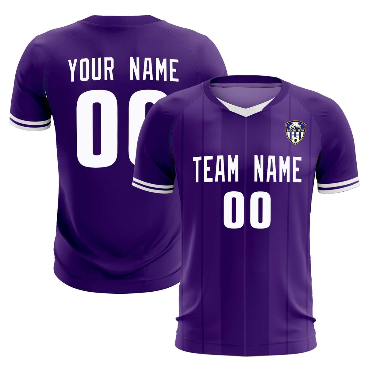 Custom Purple Classic Striped Personalized Soccer Kit Jersey