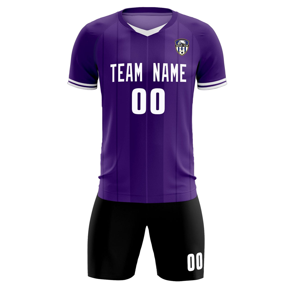 Custom Purple Classic Striped Personalized Soccer Kit Jersey
