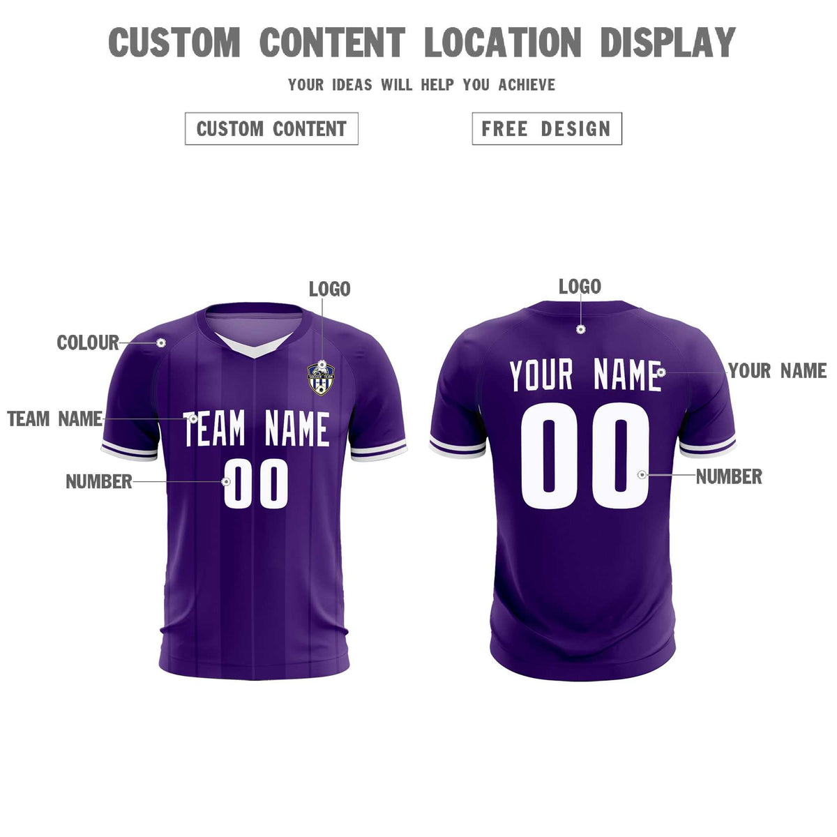 Custom Purple Classic Striped Personalized Soccer Kit Jersey