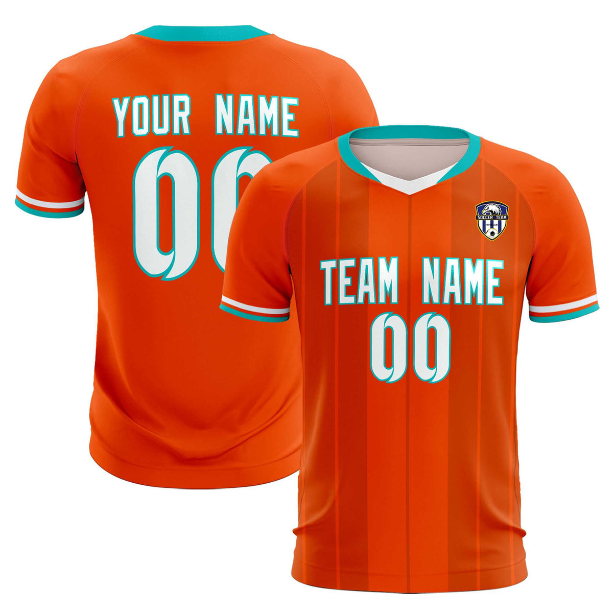 Custom Orange Classic Striped Personalized Football Kit Jersey