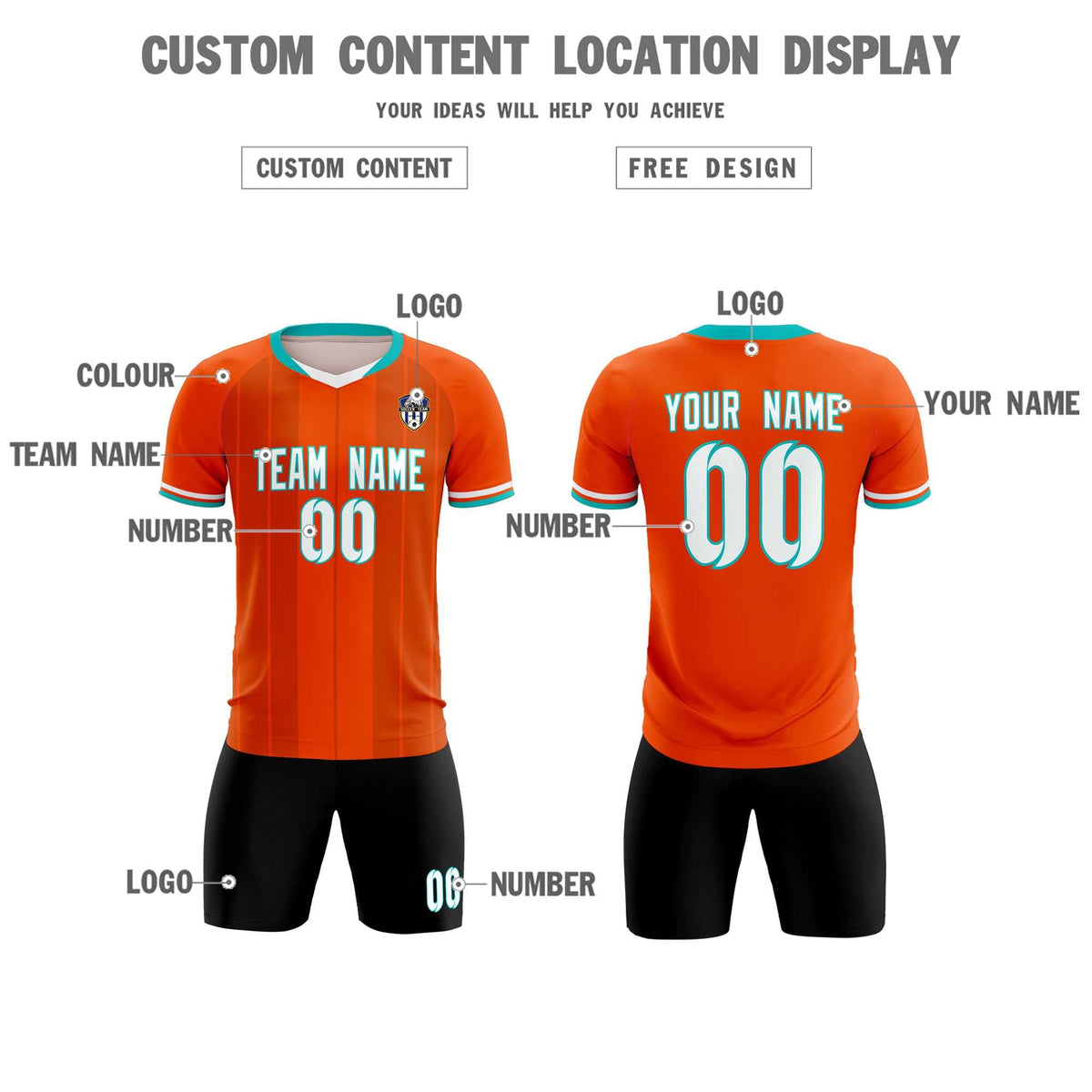 Custom Orange Classic Striped Personalized Soccer Tops/Sets Jersey