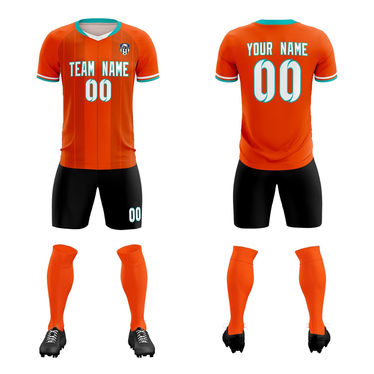 Custom Orange Classic Striped Personalized Soccer Tops/Sets Jersey