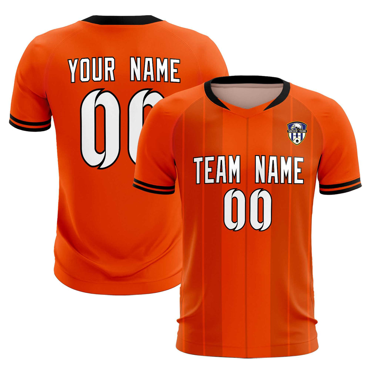 Custom Orange Classic Striped Personalized Football Kit Jersey