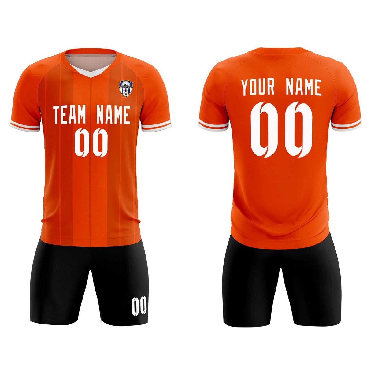Custom Orange Classic Striped Personalized Football Kit Jersey