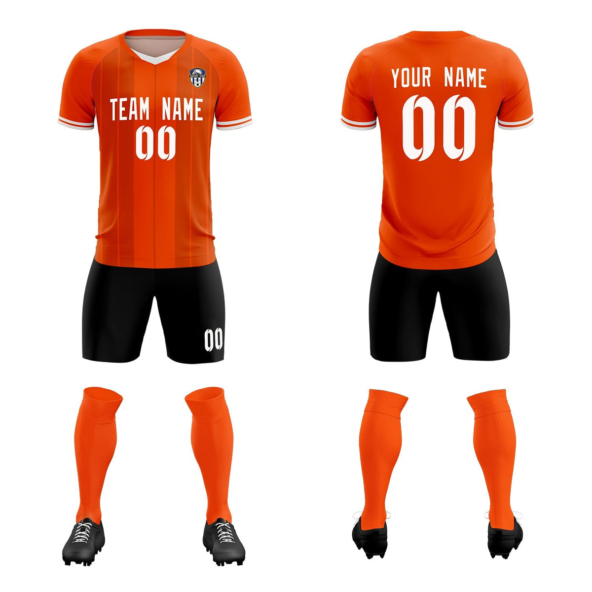 Custom Orange Classic Striped Personalized Soccer Tops/Sets Jersey