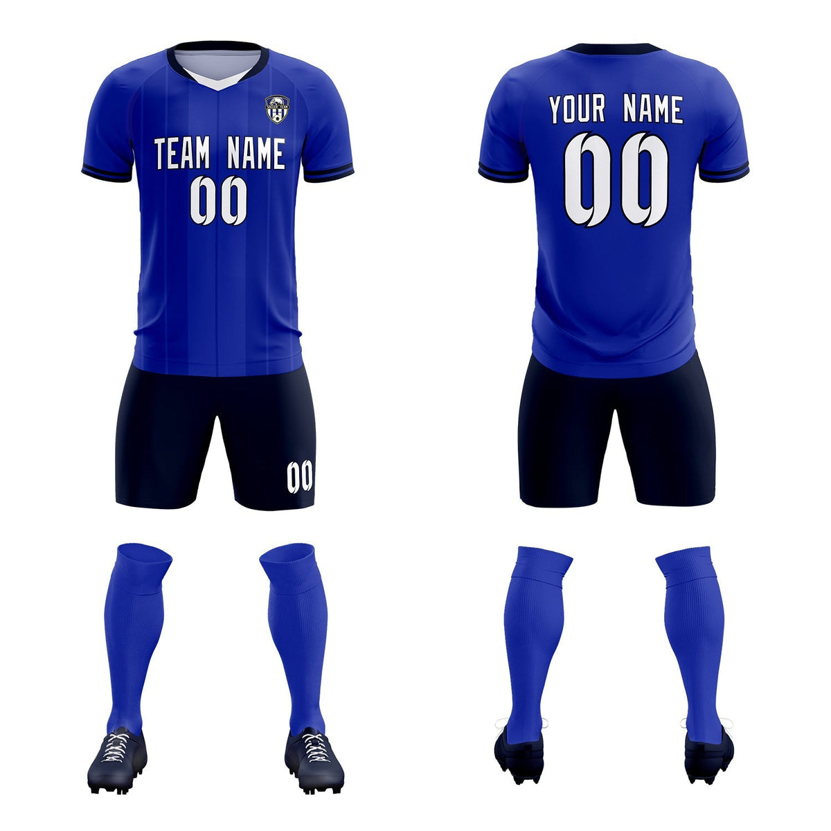 Custom Royal Classic Striped Personalized Soccer Tops/Sets Jersey