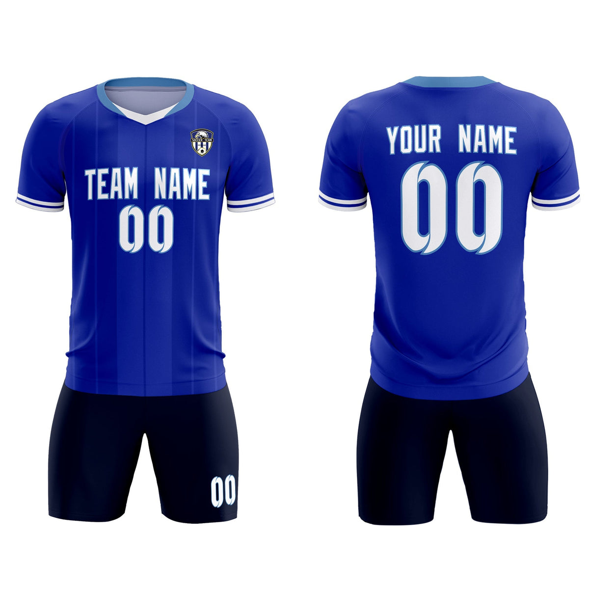 Custom Royal Classic Striped Personalized Soccer Tops/Sets Jersey