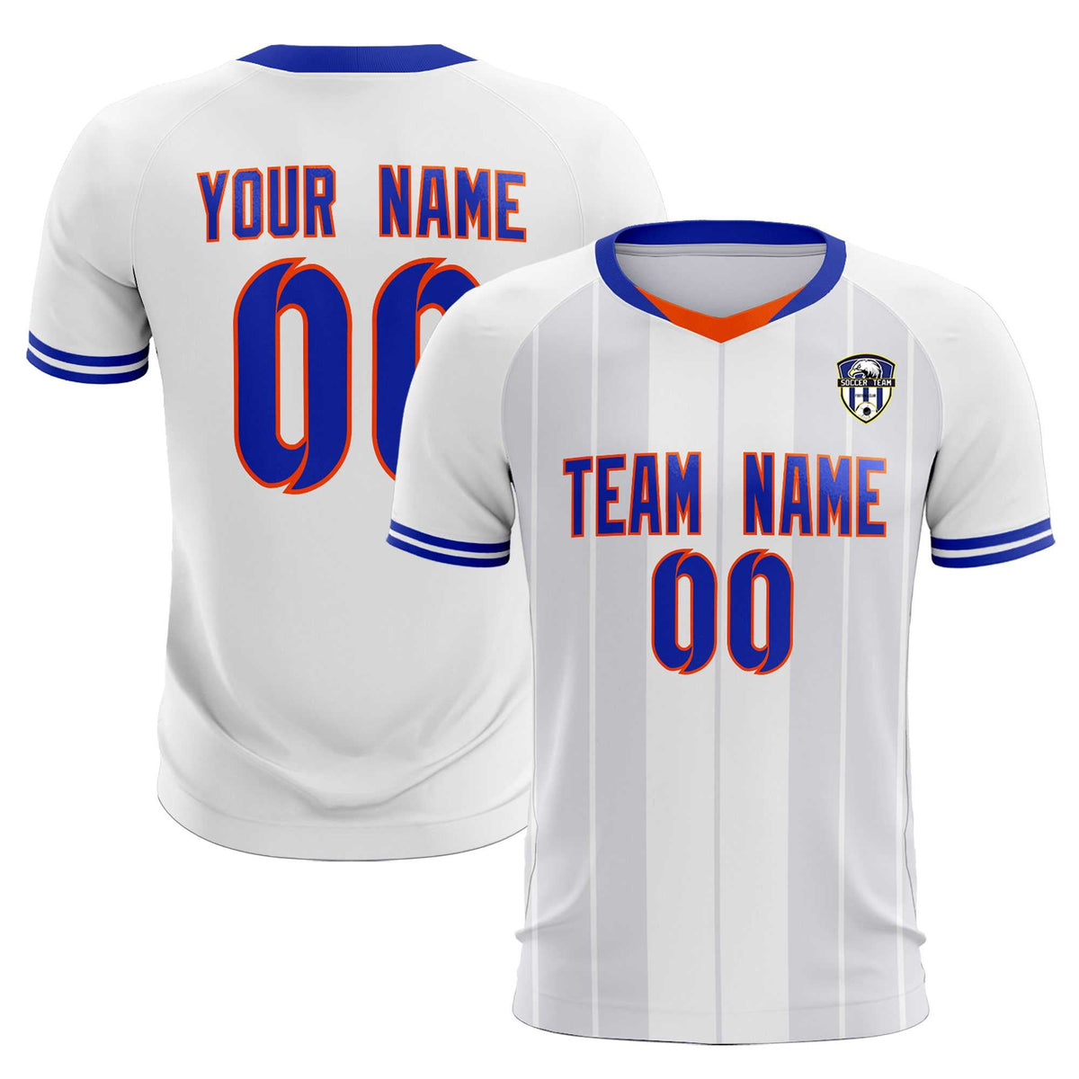 Custom White Classic Striped Personalized Soccer Tops/Sets Jersey