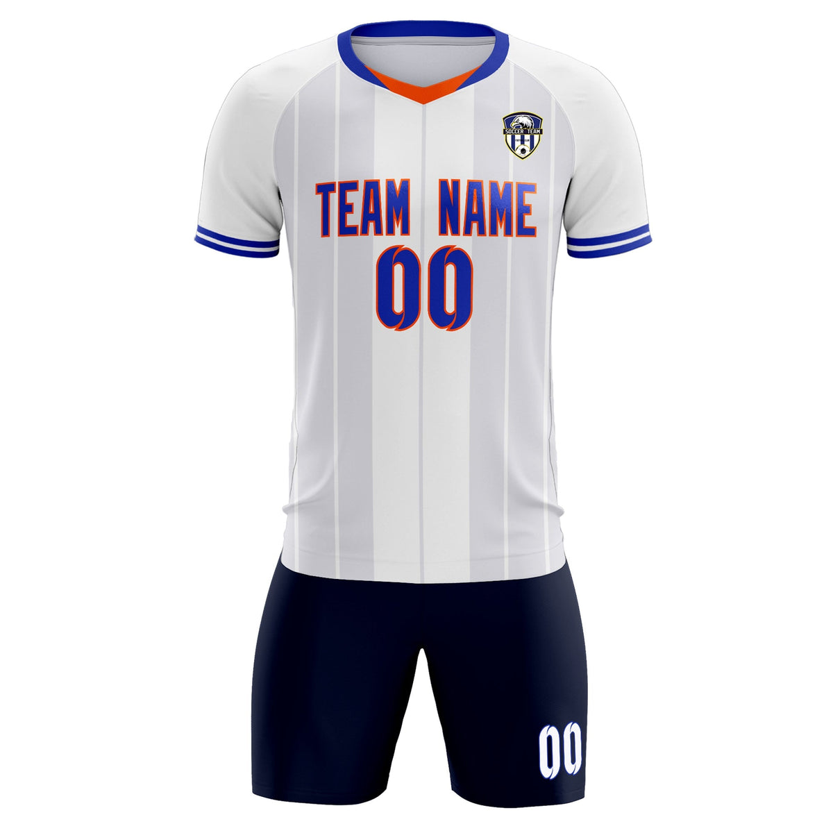 Custom White Classic Striped Personalized Soccer Tops/Sets Jersey