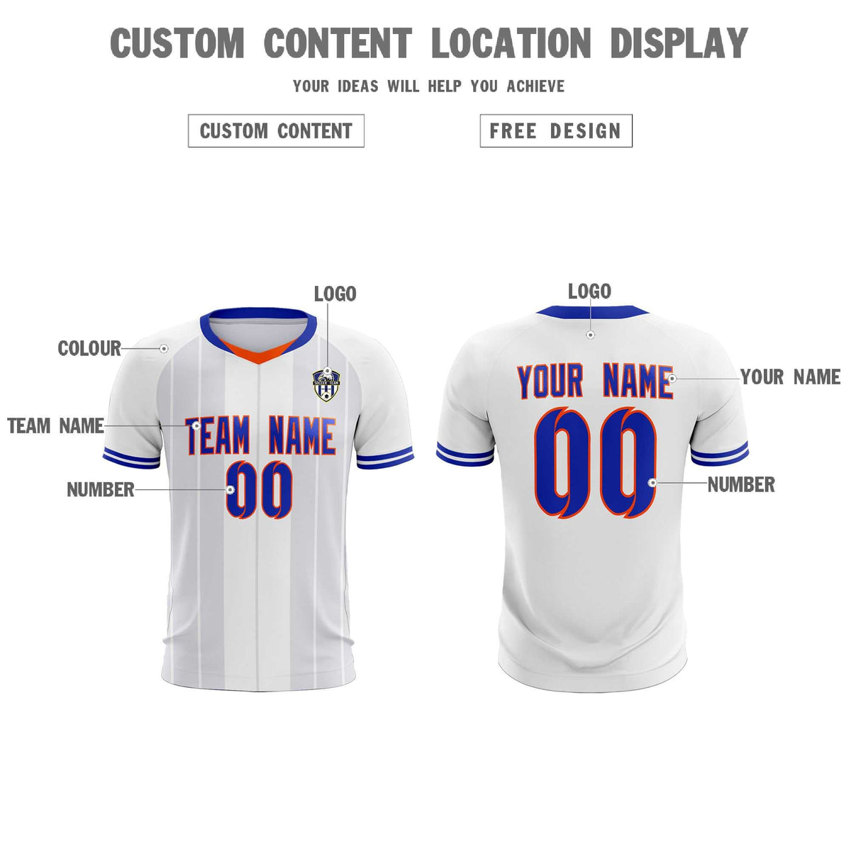 Custom White Classic Striped Personalized Soccer Tops/Sets Jersey