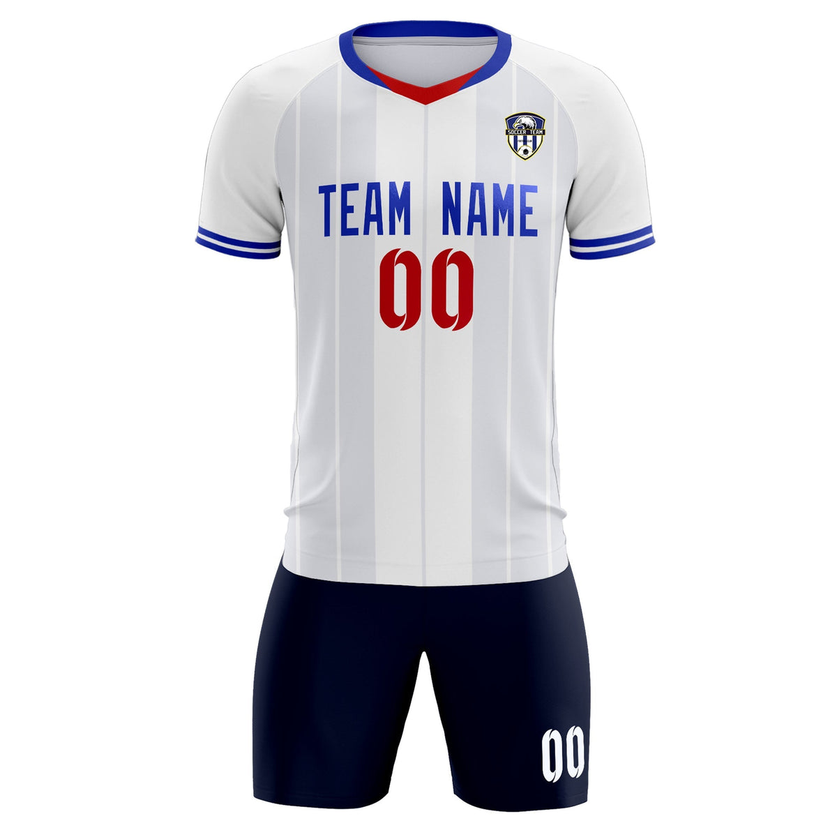 Custom White Classic Striped Personalized Soccer Tops/Sets Jersey