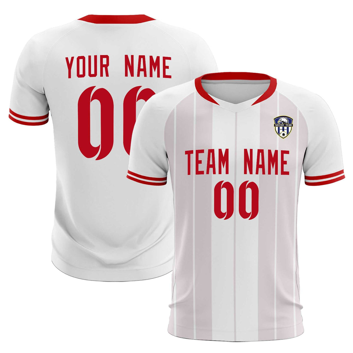 Custom White Classic Striped Personalized Soccer Tops/Sets Jersey