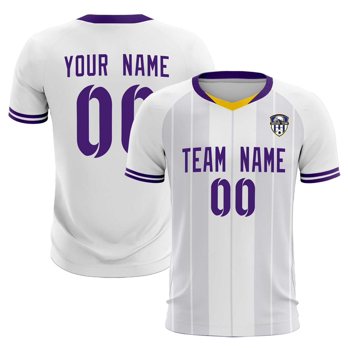 Custom White Classic Striped Personalized Soccer Tops/Sets Jersey