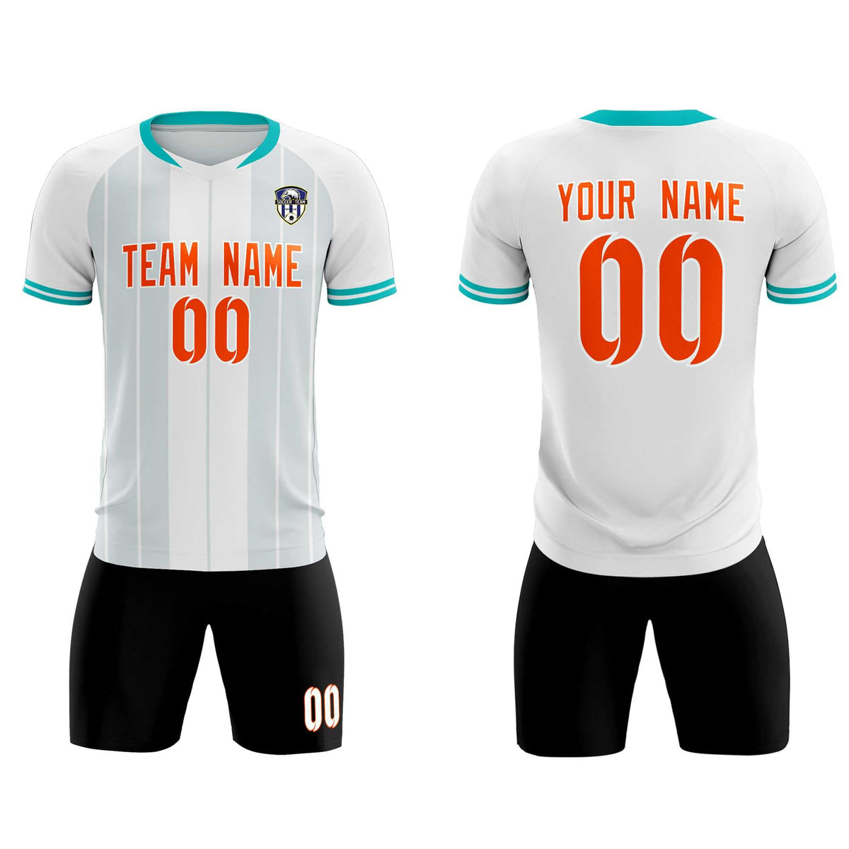 Custom White Classic Striped Personalized Soccer Tops/Sets Jersey