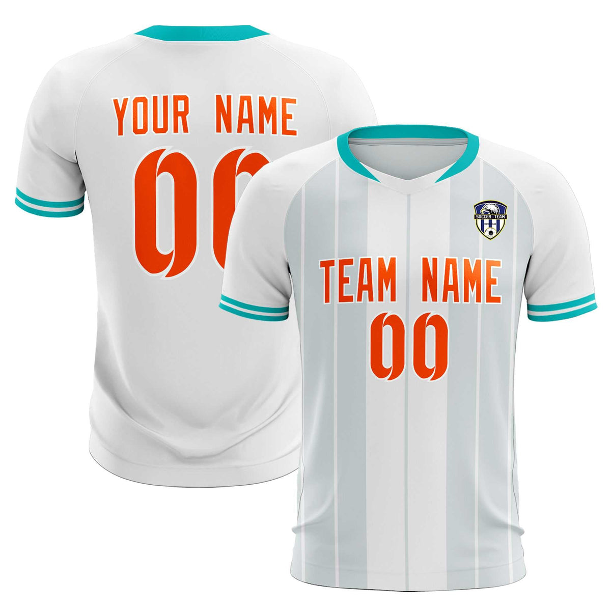 Custom White Classic Striped Personalized Soccer Tops/Sets Jersey