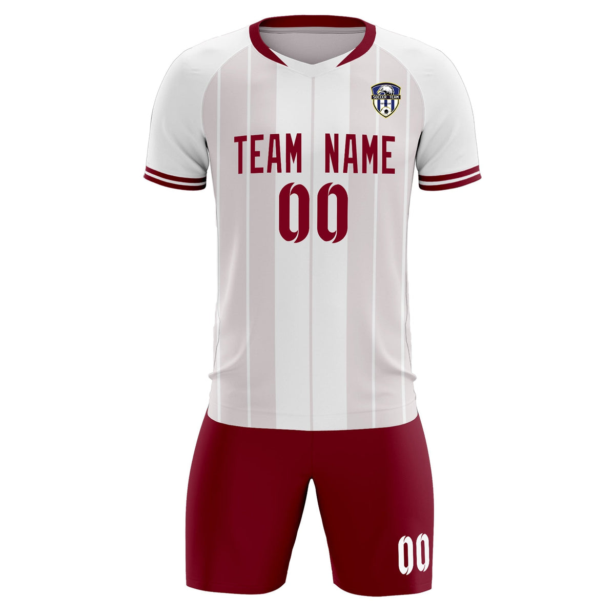 Custom White Classic Striped Personalized Soccer Tops/Sets Jersey