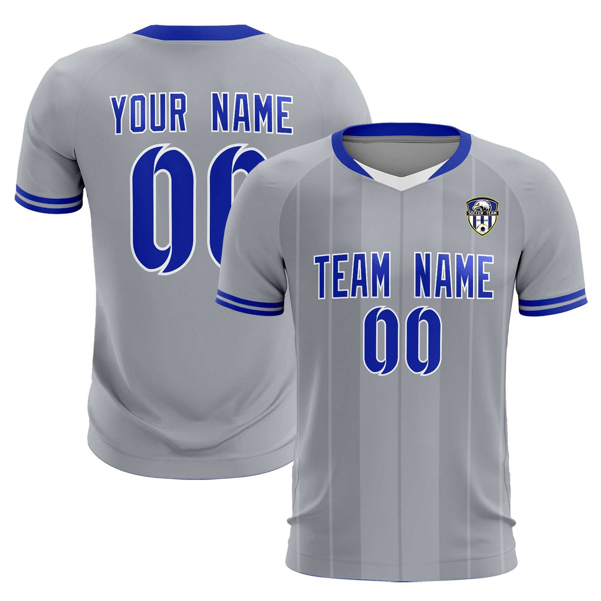 Custom Gray Classic Striped Personalized Football Kit Jersey